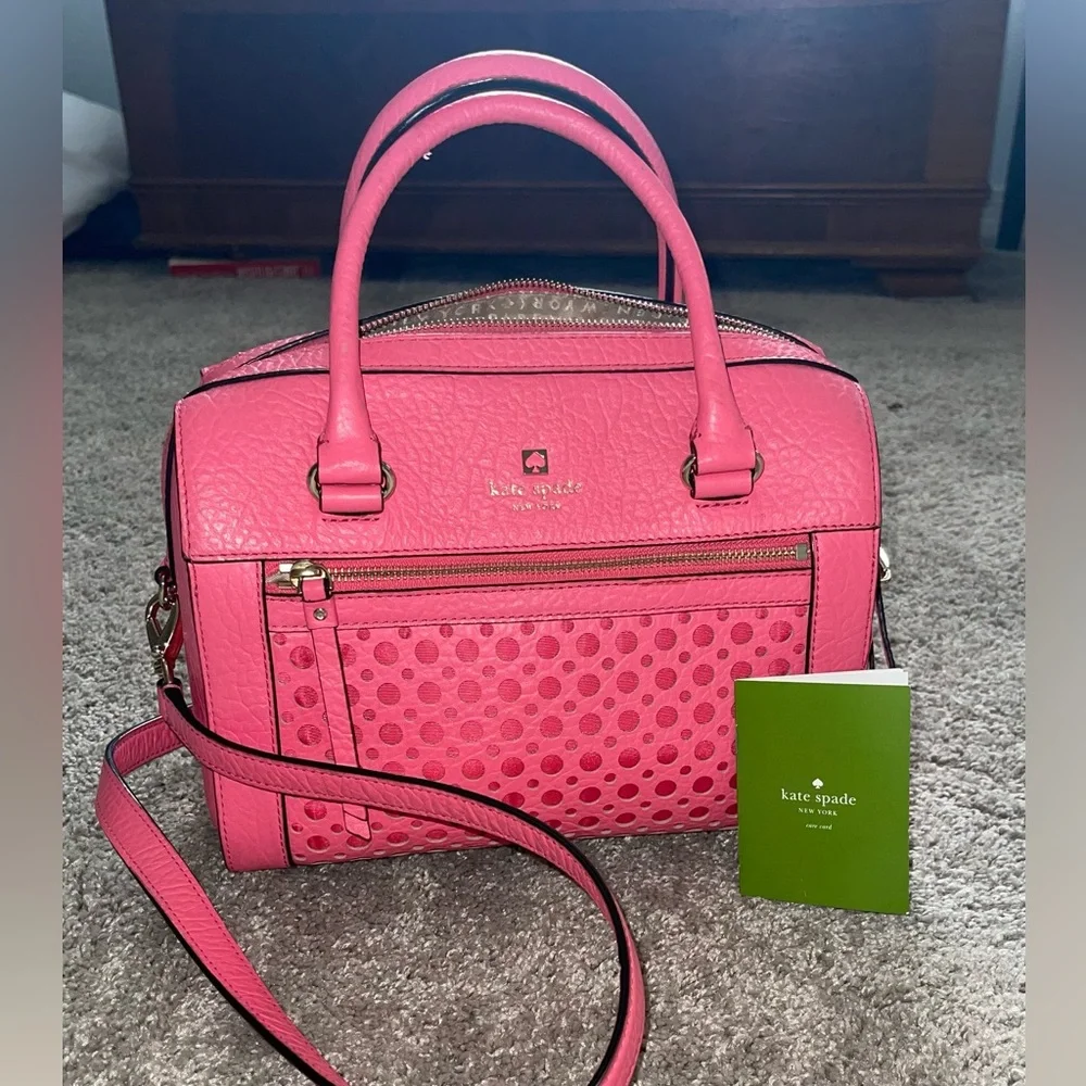 Kate Spade- Perri Lane Bubbles Delaney Leather Purse with crossbody strap. - Picture 7 of 16